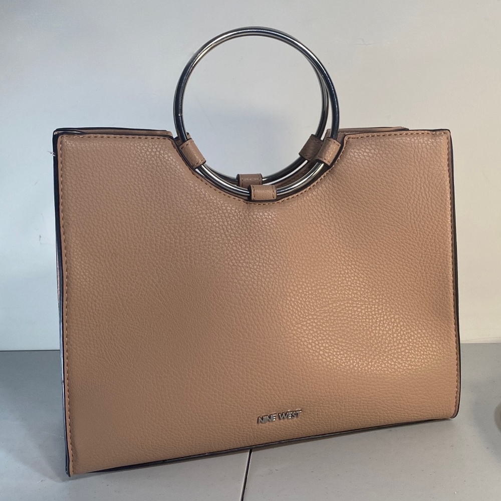 Nine West Faux Leather Nude Bag with Handle and Removable Strap